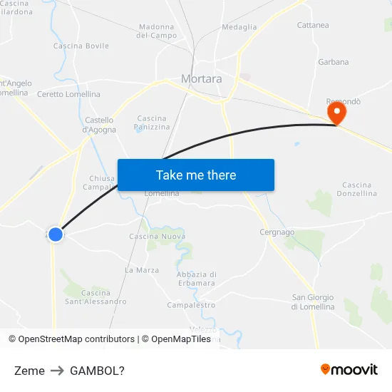 Zeme to Gambol map