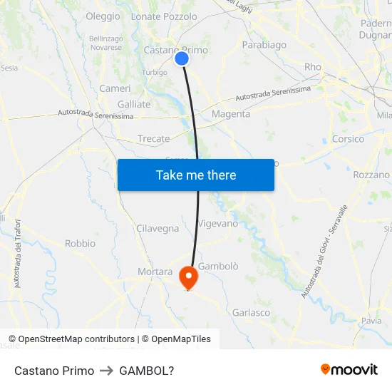 Castano Primo to Gambol map