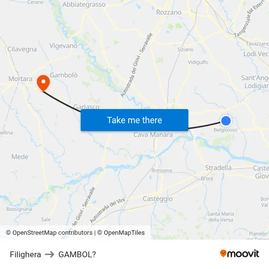 Filighera to Gambol map