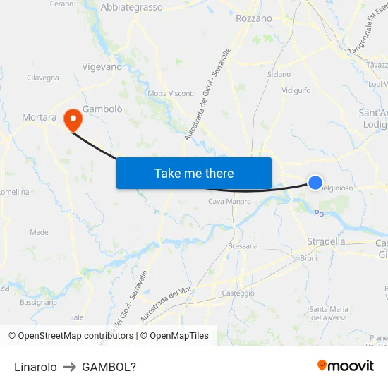 Linarolo to Gambol map
