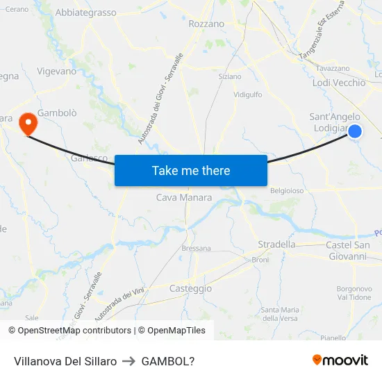 Villanova Del Sillaro to Gambol map