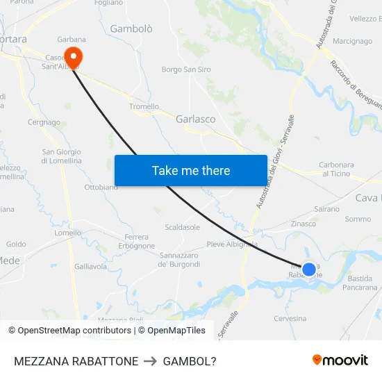 Mezzana Rabattone to Gambol map