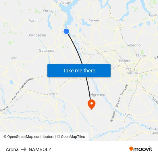 Arona to Gambol map