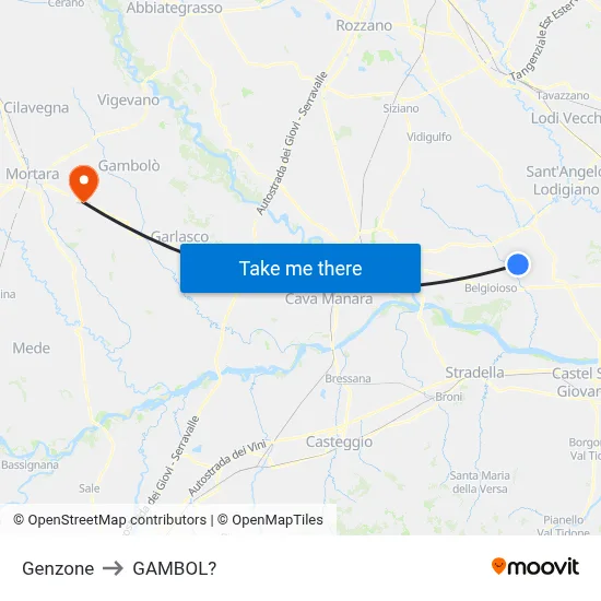 Genzone to Gambol map