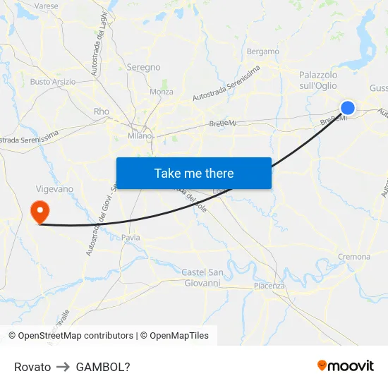 Rovato to Gambol map