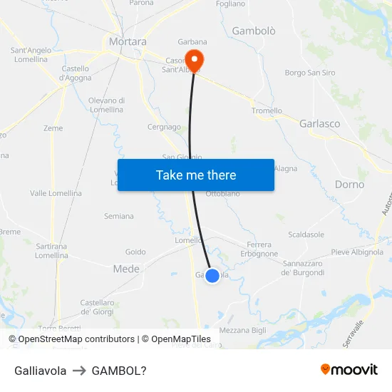 Galliavola to Gambol map
