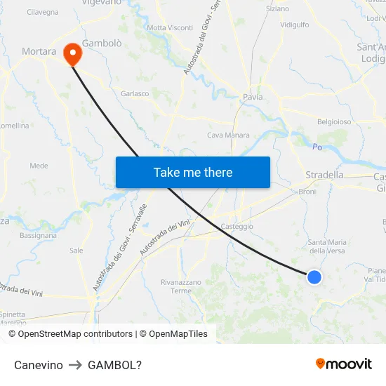 Canevino to Gambol map