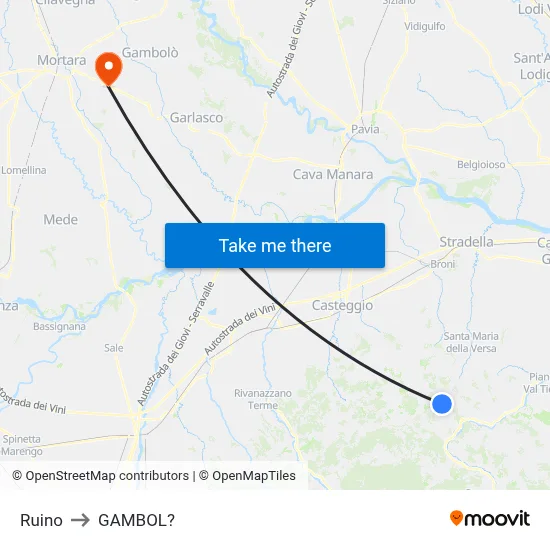 Ruino to Gambol map