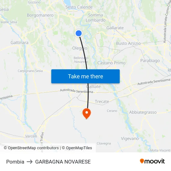 Pombia to GARBAGNA NOVARESE map