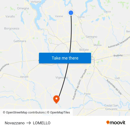 Novazzano to LOMELLO map