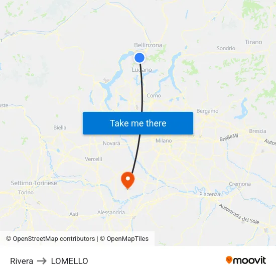 Rivera to LOMELLO map