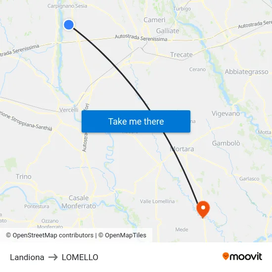 Landiona to LOMELLO map