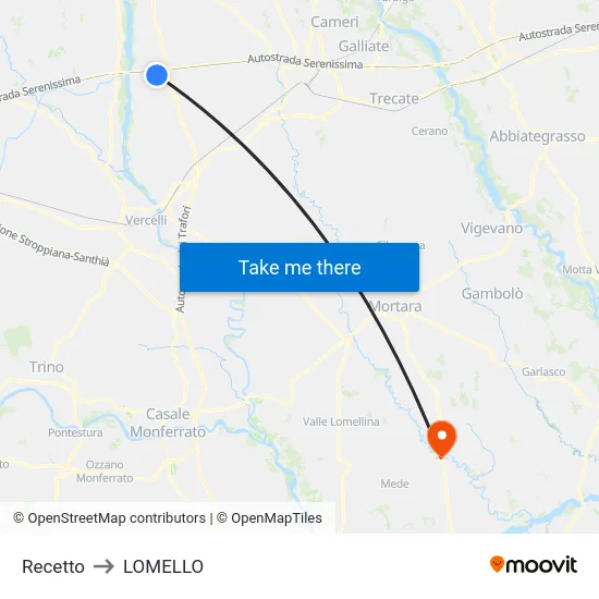 Recetto to LOMELLO map