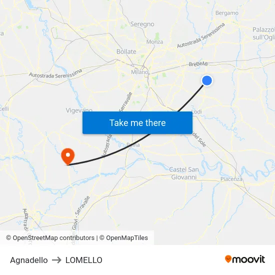 Agnadello to LOMELLO map