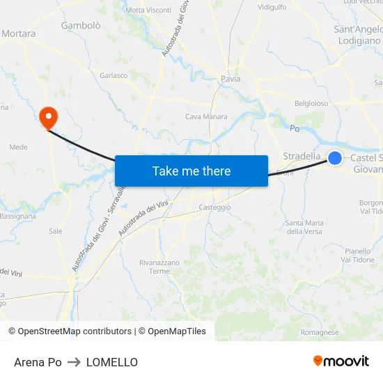 Arena Po to LOMELLO map