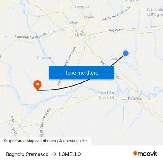 Bagnolo Cremasco to LOMELLO map