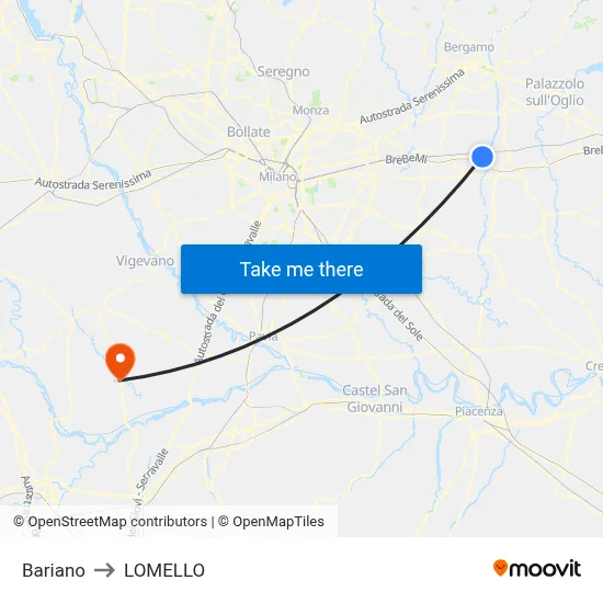 Bariano to LOMELLO map
