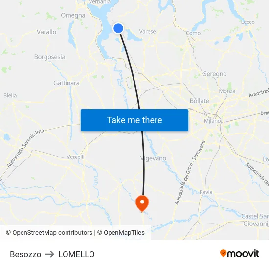 Besozzo to LOMELLO map