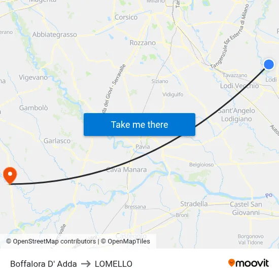 Boffalora D'Adda to Lomello map