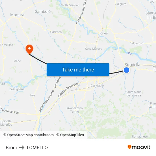 Broni to LOMELLO map