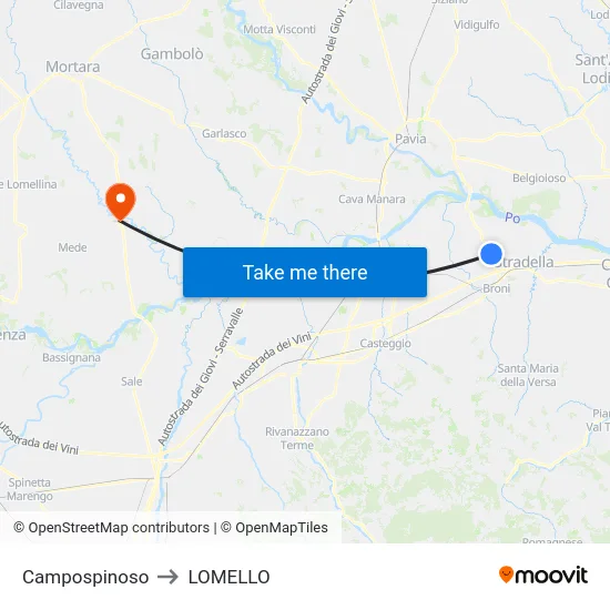 Campospinoso to LOMELLO map