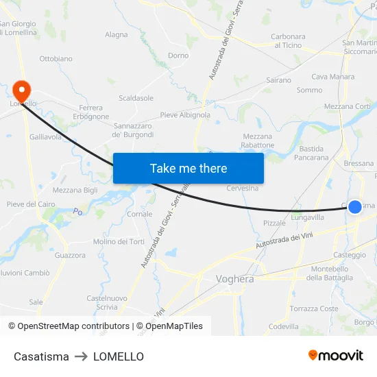 Casatisma to LOMELLO map