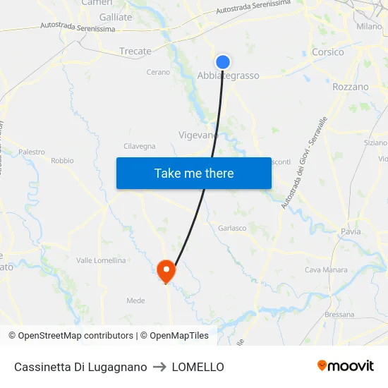 Cassinetta Di Lugagnano to Lomello map