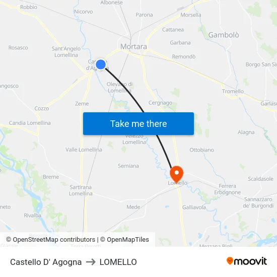 Castello D' Agogna to LOMELLO map