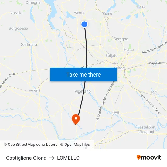 Castiglione Olona to LOMELLO map