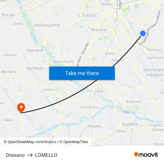 Dresano to Lomello map