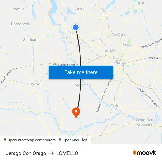 Jerago con Orago to Lomello map