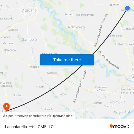 Lacchiarella to Lomello map