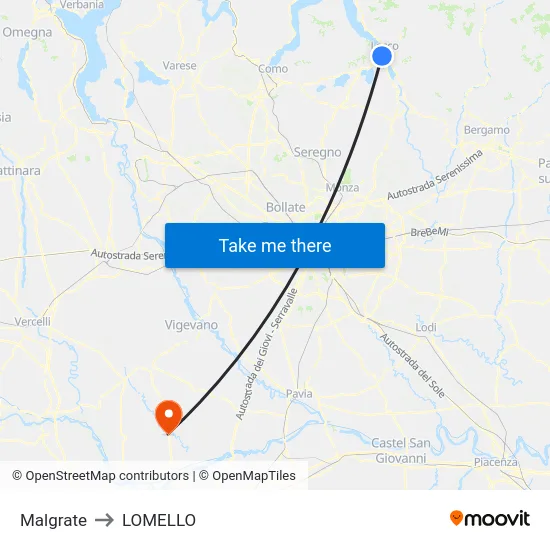 Malgrate to Lomello map