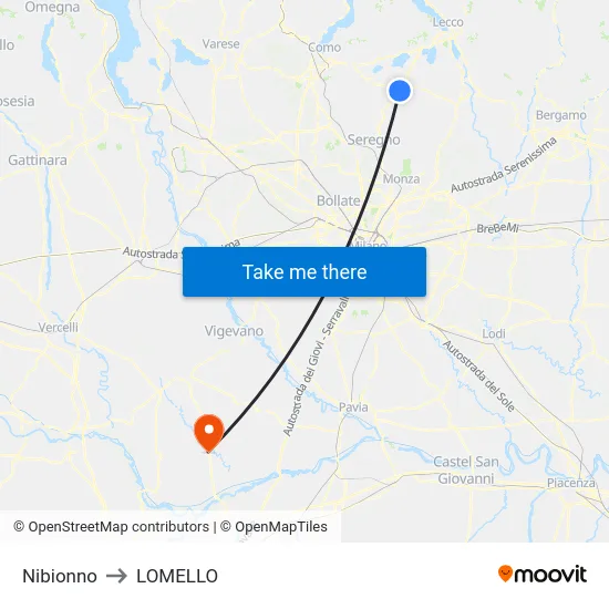 Nibionno to LOMELLO map