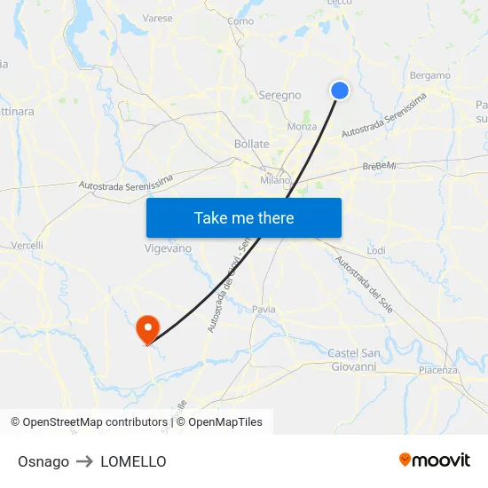 Osnago to LOMELLO map