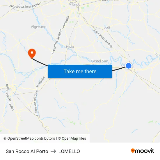 San Rocco Al Porto to LOMELLO map