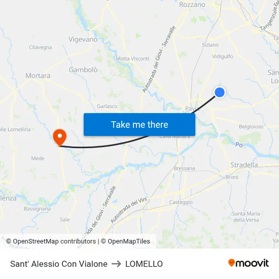 Sant' Alessio Con Vialone to LOMELLO map
