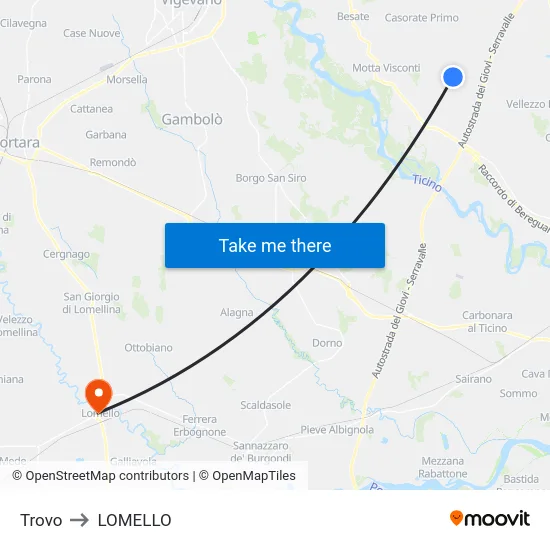 Trovo to LOMELLO map