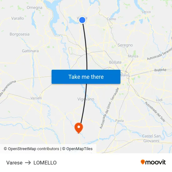 Varese to LOMELLO map