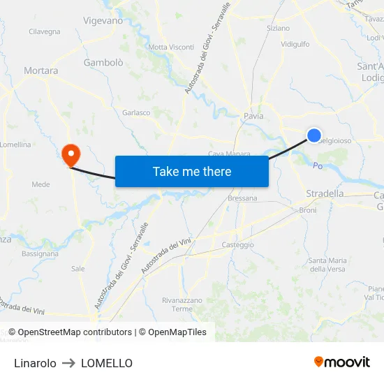 Linarolo to Lomello map
