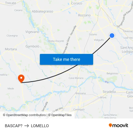 Bascap to Lomello map