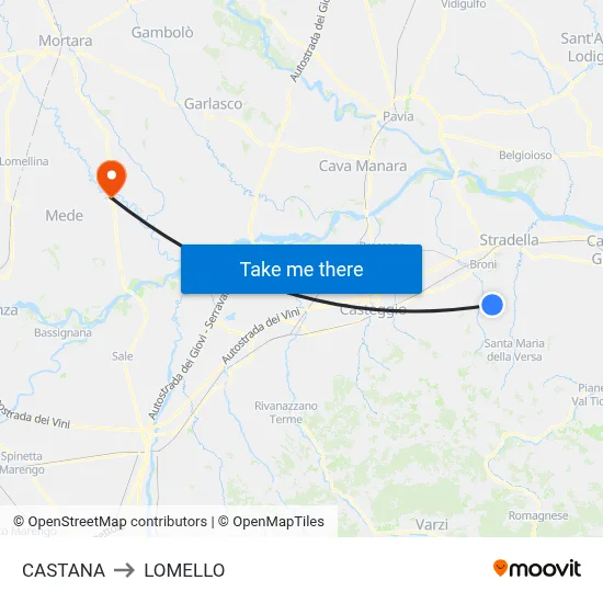 Castana to Lomello map