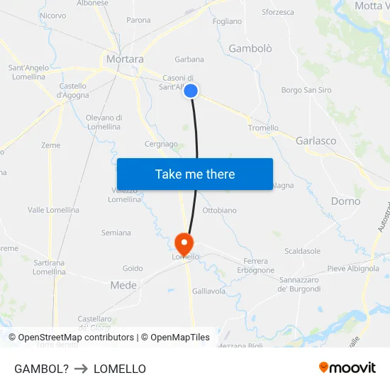 Gambol to Lomello map