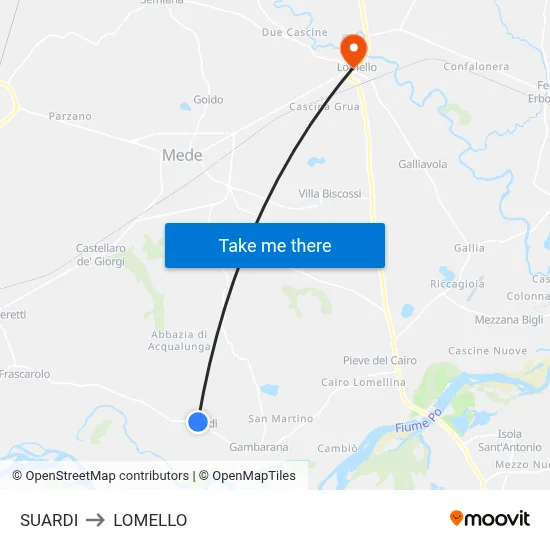 Suardi to Lomello map