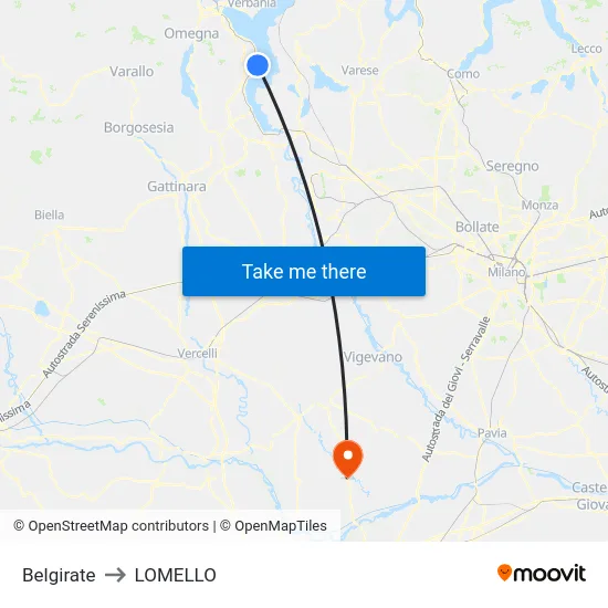 Belgirate to LOMELLO map