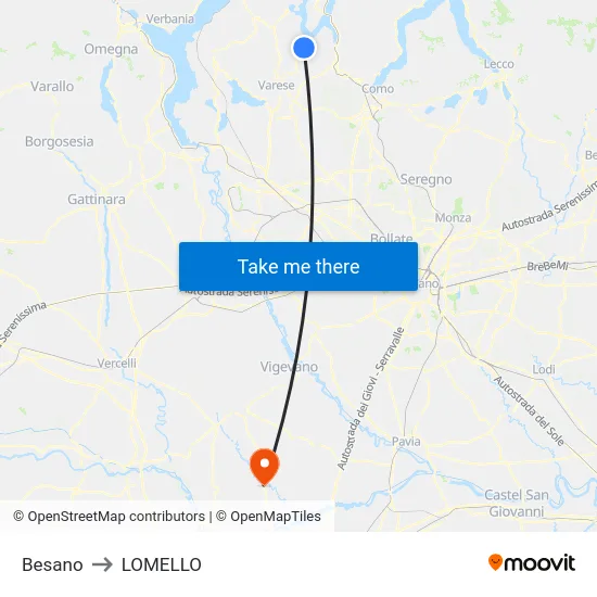 Besano to LOMELLO map