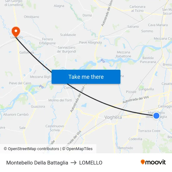 Montebello Della Battaglia to Lomello map