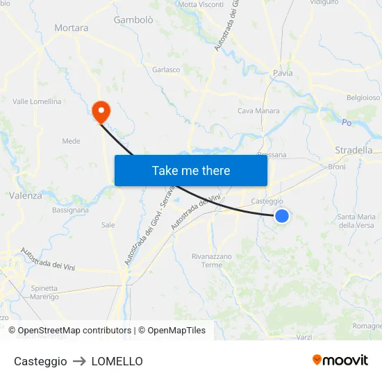 Casteggio to LOMELLO map