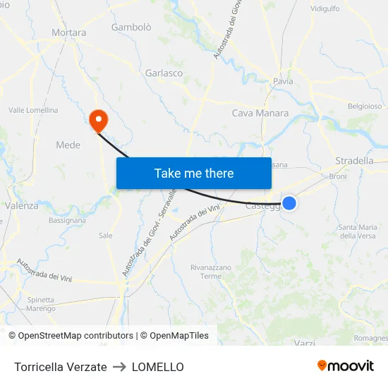 Torricella Verzate to Lomello map