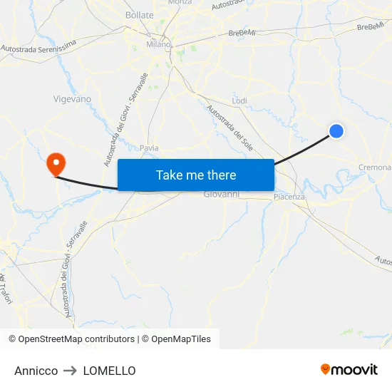 Annicco to Lomello map